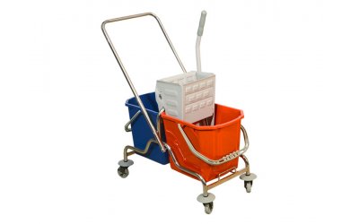 CKS 3229 – Double Bucket Chromium Trolley, With Painted Metal Wringer